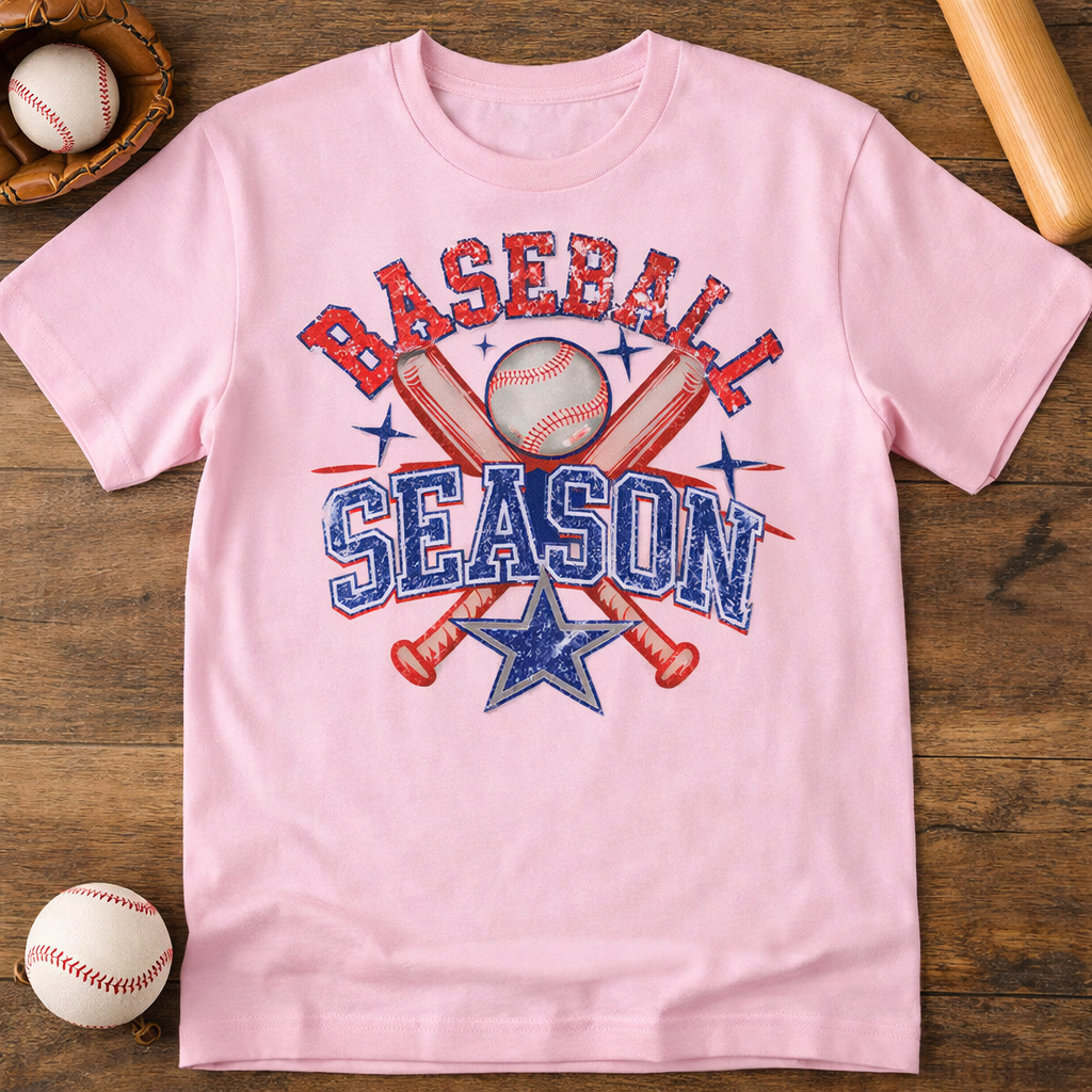 Vintage Baseball Season Graphic Tee | Retro Red White Blue Baseball Shirt | Game Day Baseball Tee