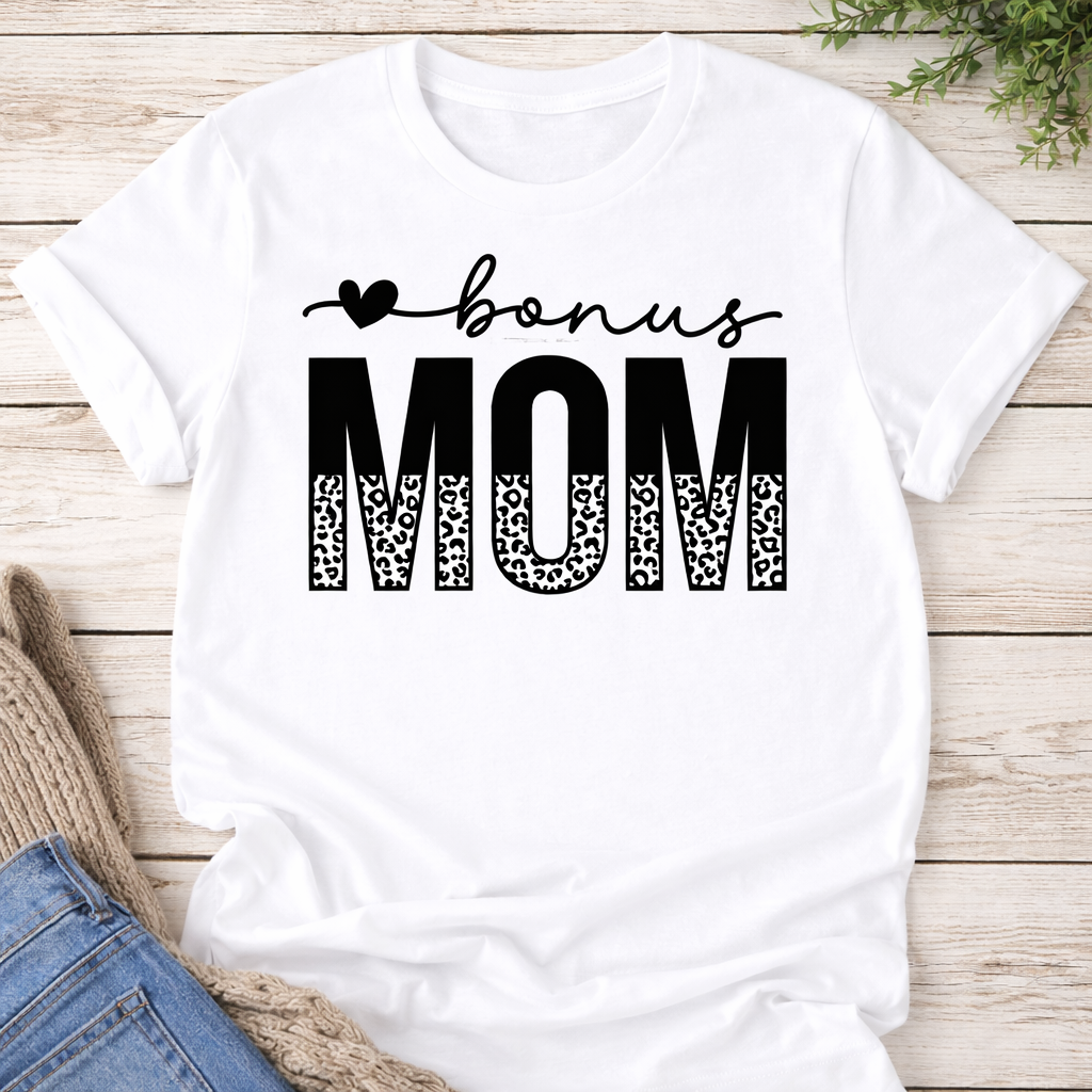 Bonus Mom Leopard Print Shirt – Cute Stepmom Gift Tee for Mother’s Day