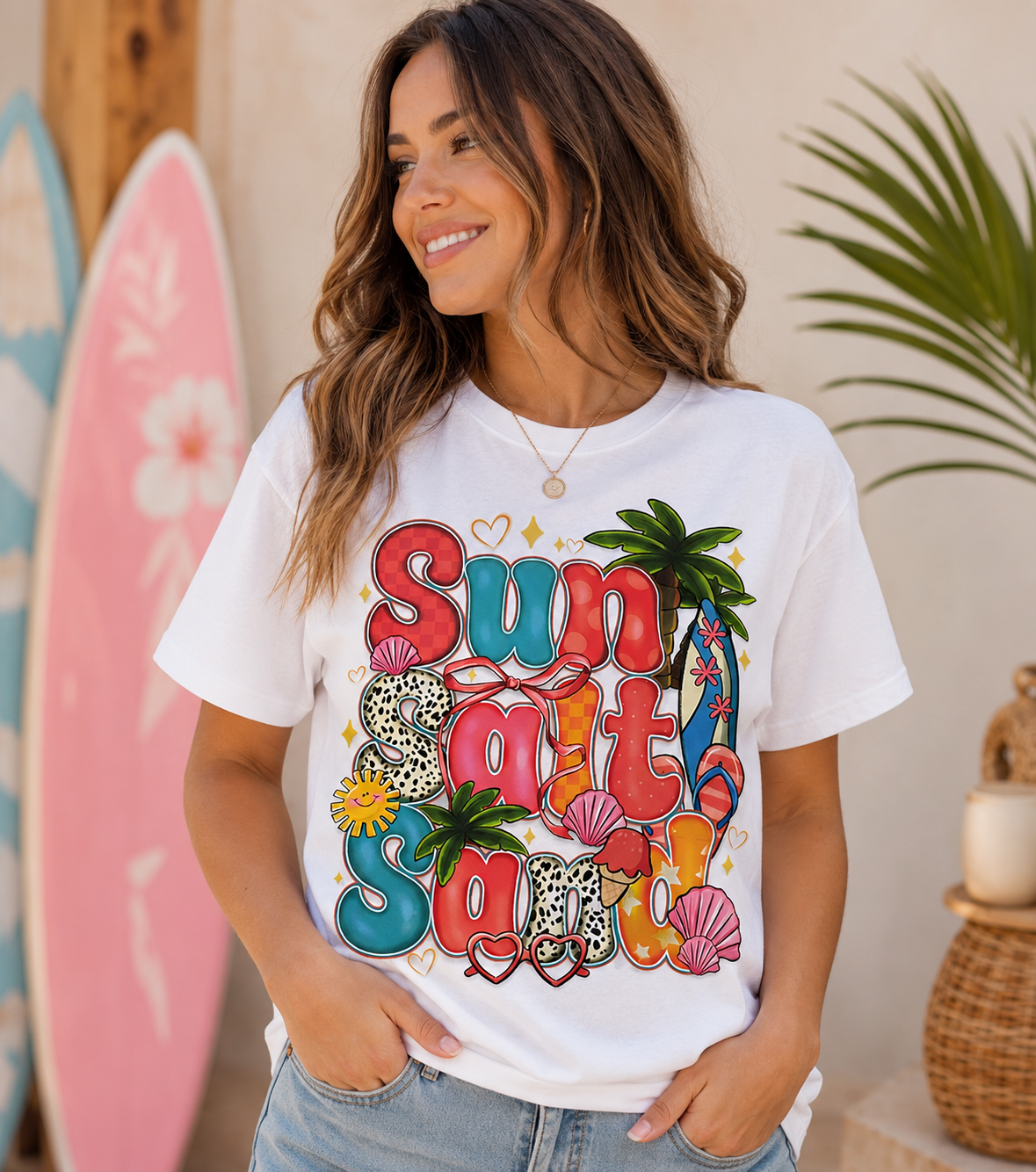 Sun Salt Sand Graphic Tee – Bright Summer Beach Shirt
