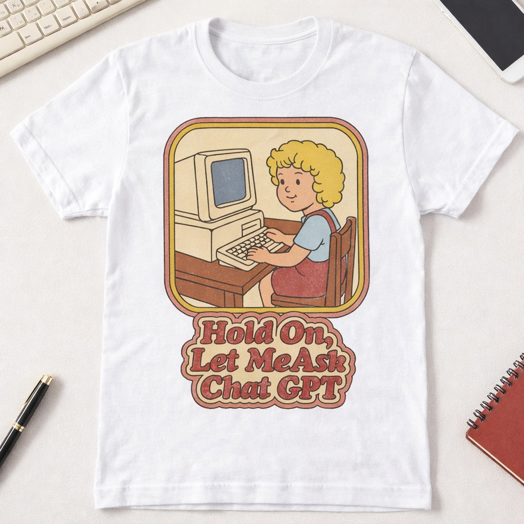 Hold On Let Me Ask Chat GPT Funny Retro Graphic Tee