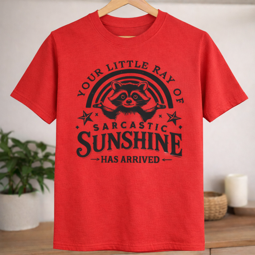 Your Little Ray of Sarcastic Sunshine Funny Raccoon Graphic Tee