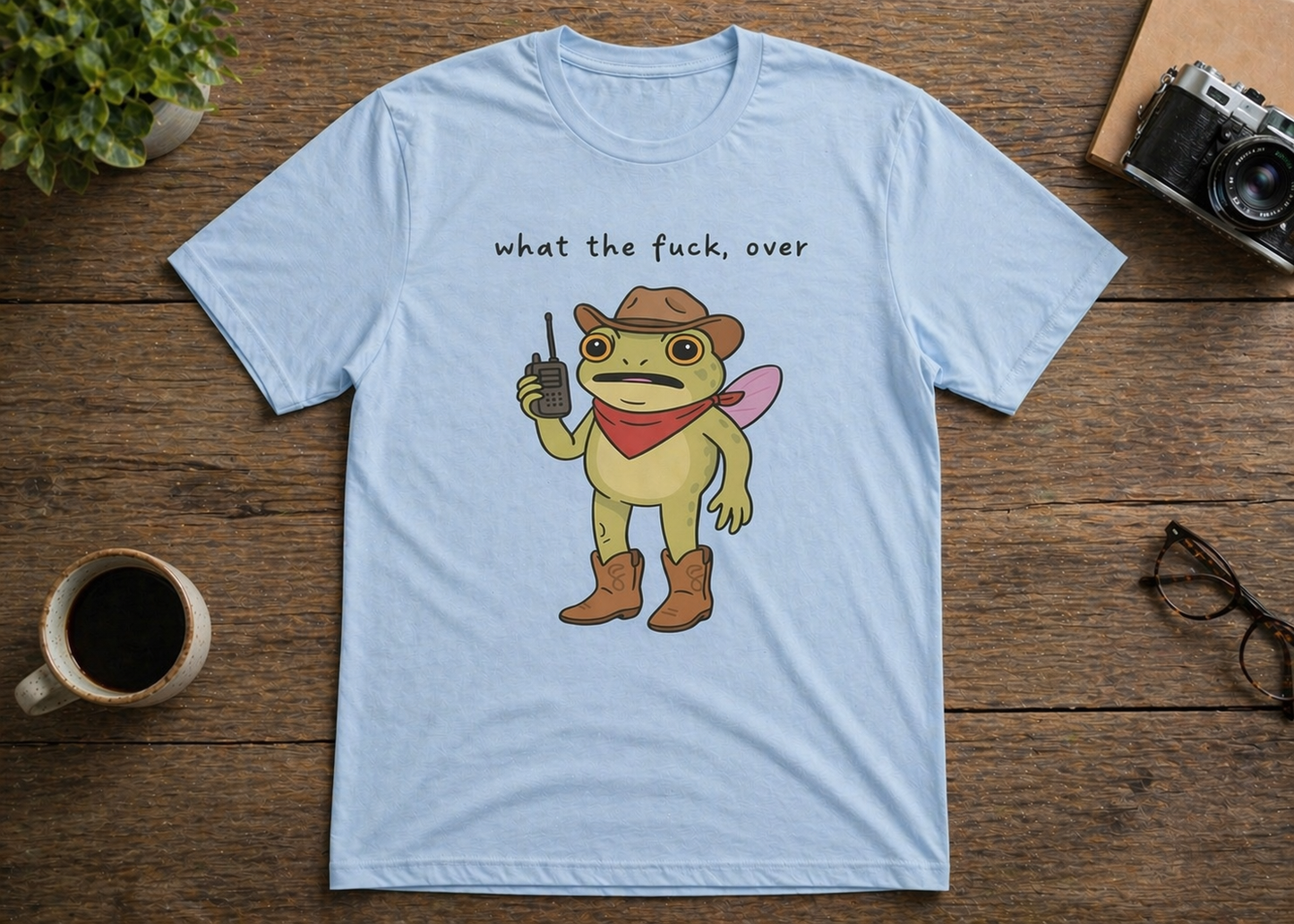 Funny Frog Cowboy Shirt WTF Over Graphic Tee Sarcastic Western Meme Shirt
