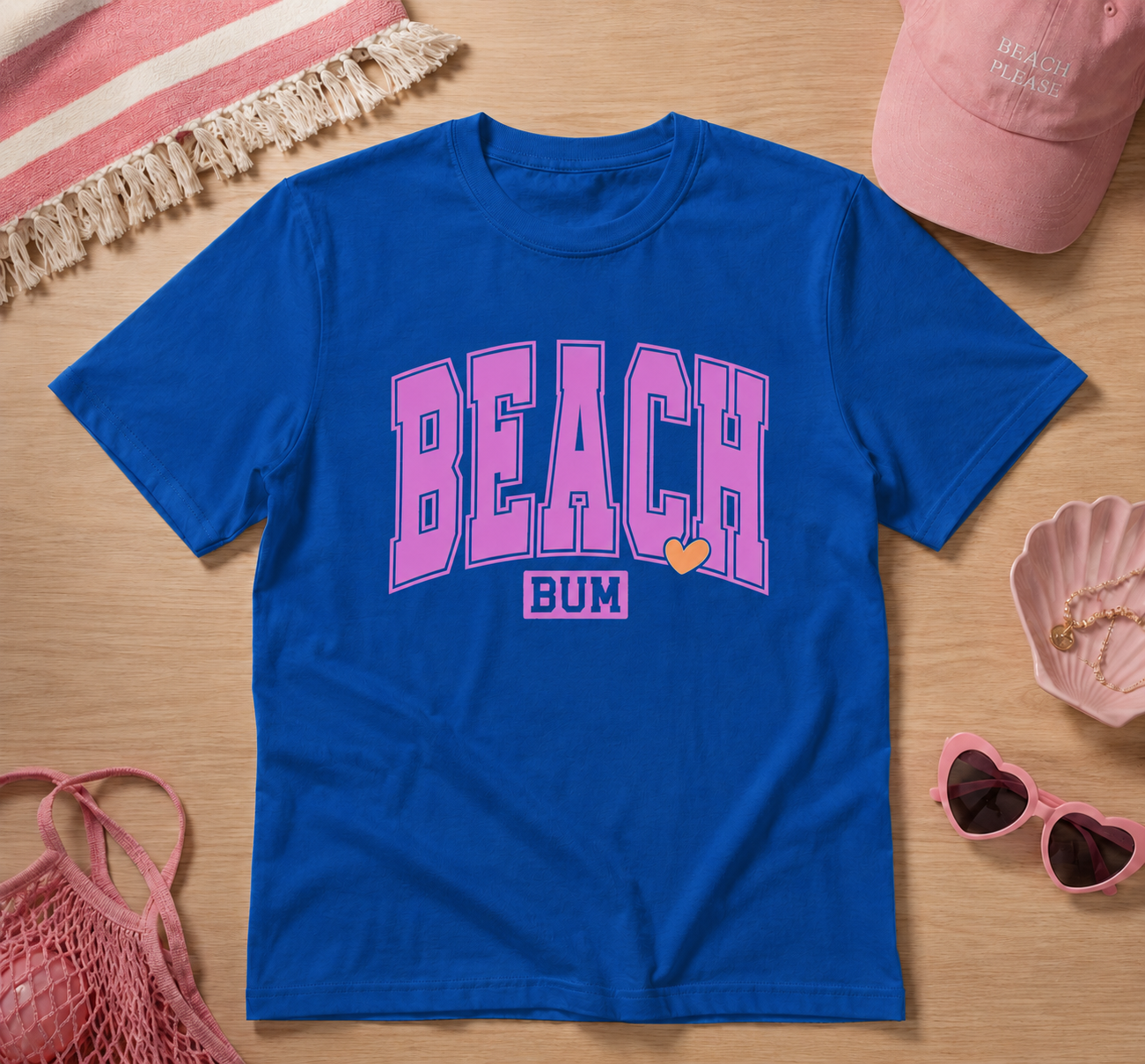 Beach Bum Graphic Tee – Cute Pink Summer Beach Shirt