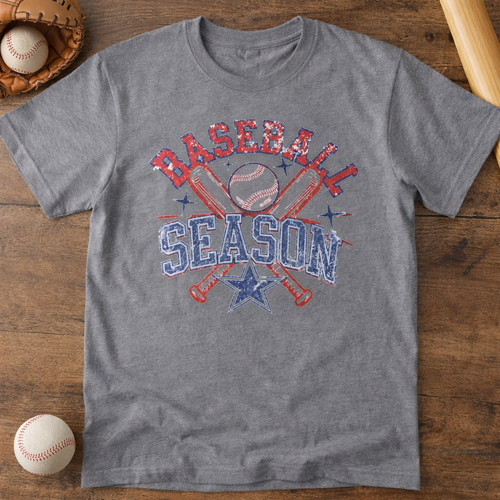 Vintage Baseball Season Graphic Tee | Retro Red White Blue Baseball Shirt | Game Day Baseball Tee