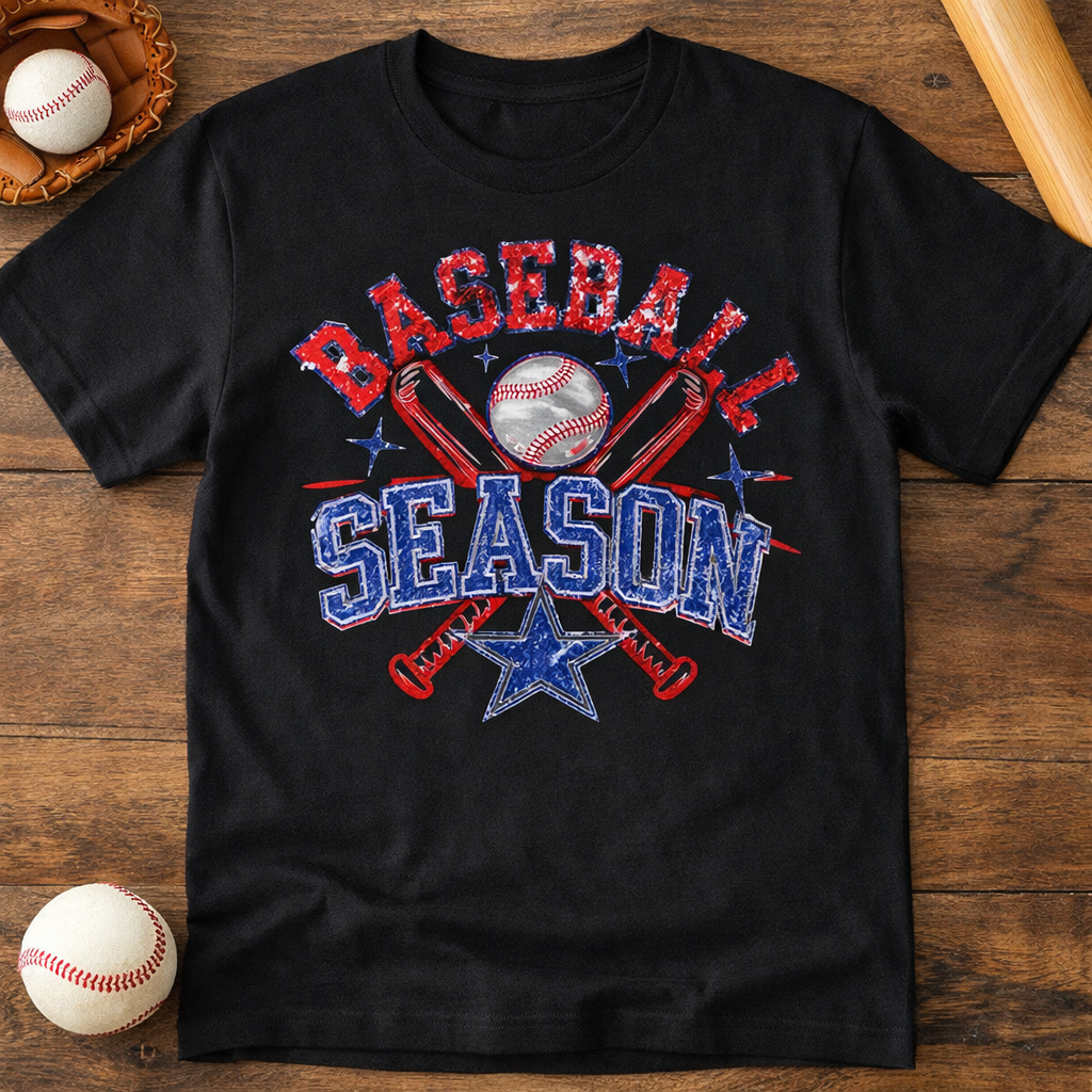 Vintage Baseball Season Graphic Tee | Retro Red White Blue Baseball Shirt | Game Day Baseball Tee