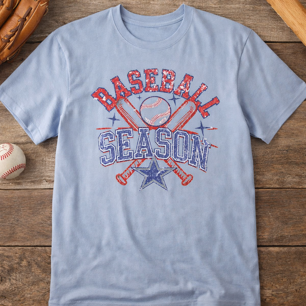 Vintage Baseball Season Graphic Tee | Retro Red White Blue Baseball Shirt | Game Day Baseball Tee