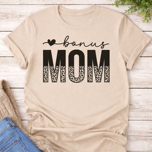 Bonus Mom Leopard Print Shirt – Cute Stepmom Gift Tee for Mother’s Day