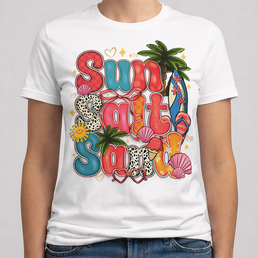 Sun Salt Sand Graphic Tee – Bright Summer Beach Shirt