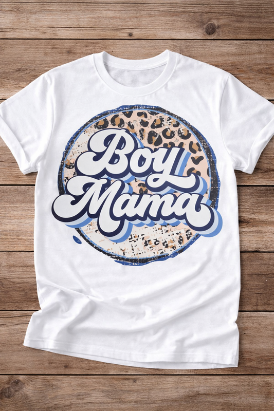 Boy Mama Leopard Print Graphic Tee
