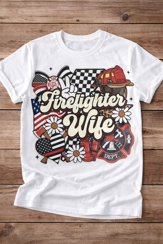 Firefighter Wife Patriotic Graphic Tee