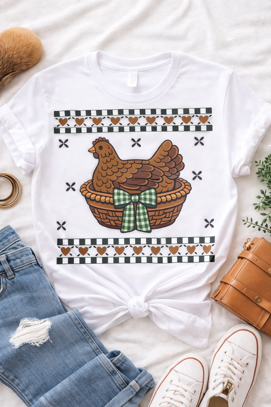 Rustic Hen in Basket Graphic Tee