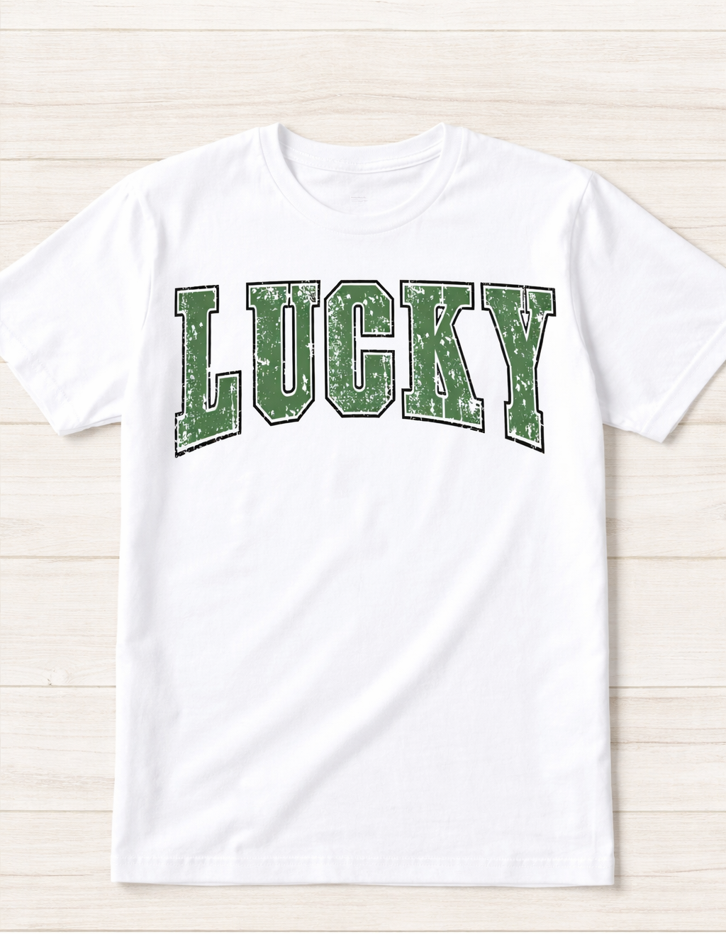 Lucky Distressed Green Graphic T-Shirt St. Patrick’s Day