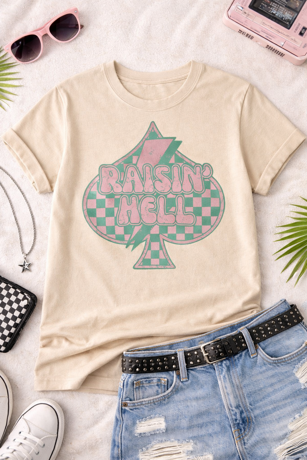 Raisin' Hell | Checkered Spade Graphic Tee