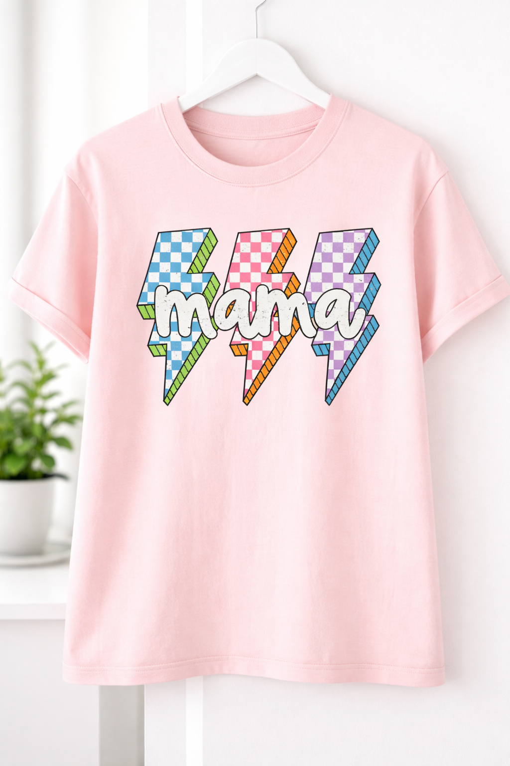 Retro Checkered Lightning Mama Tee