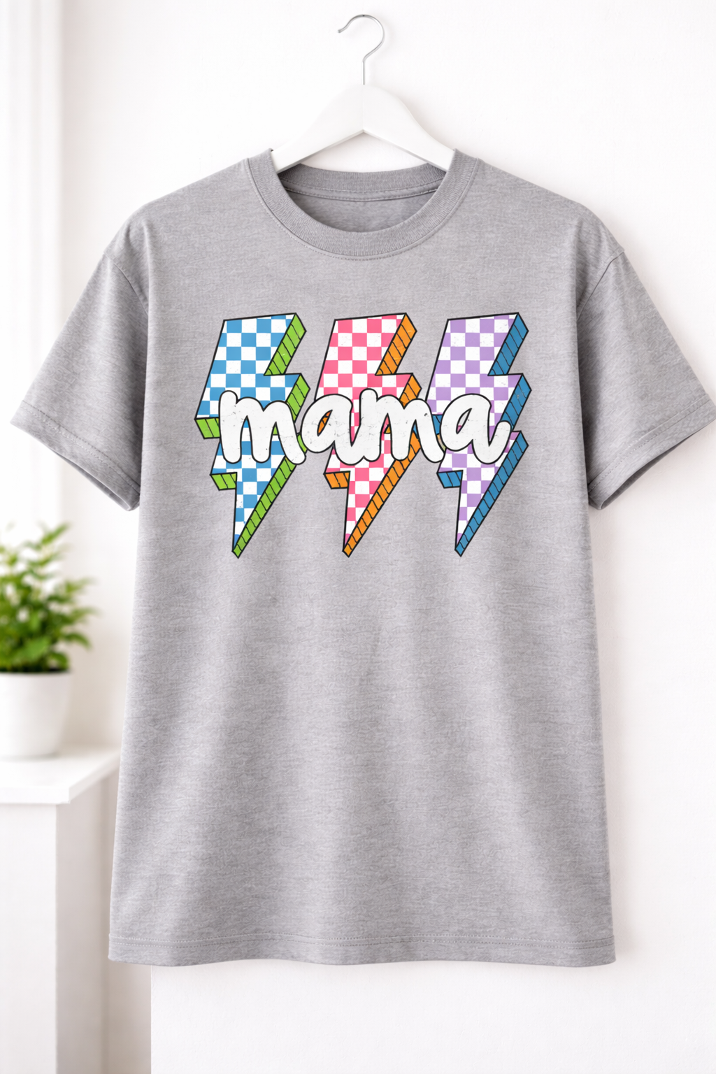 Retro Checkered Lightning Mama Tee