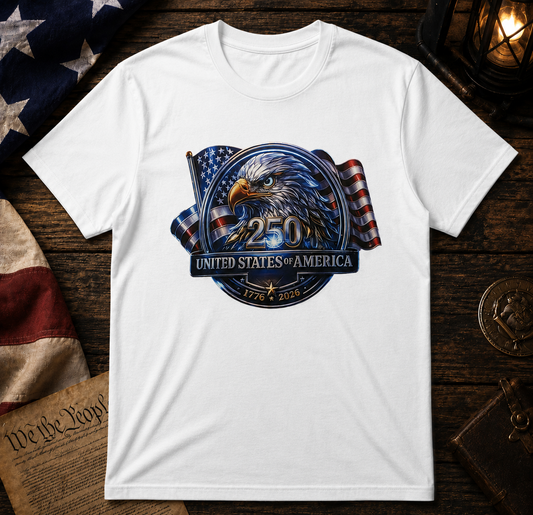 USA 250th Anniversary Eagle Patriotic Graphic Tee | America 1776–2026 Fourth of July Shirt