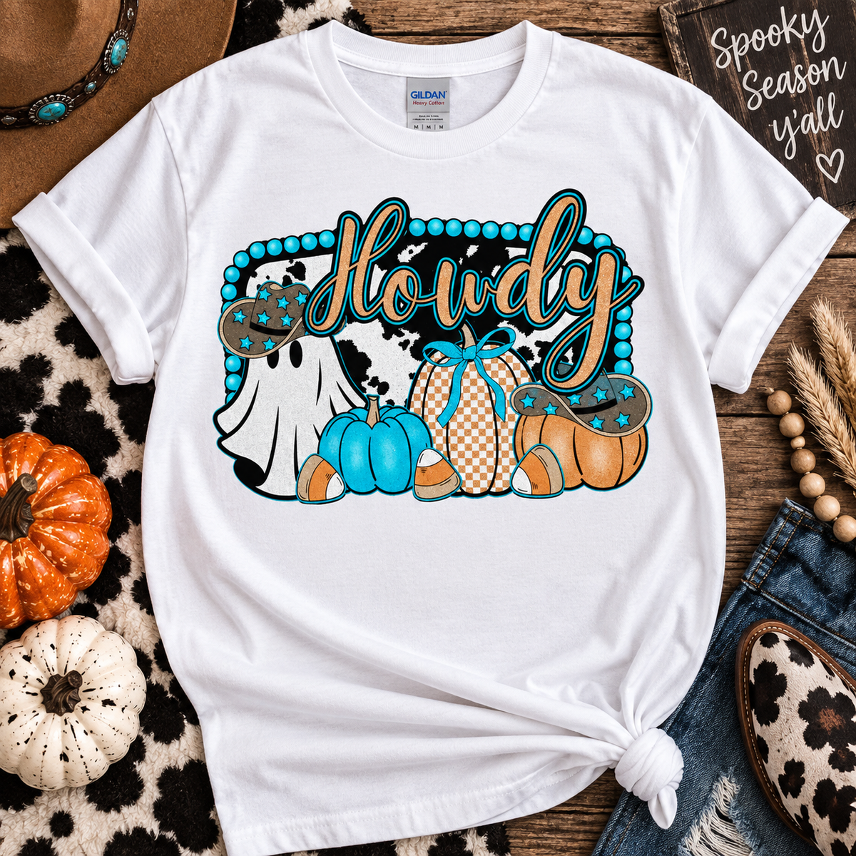Howdy, Halloween, western, ghost, pumpkin, graphic tee
