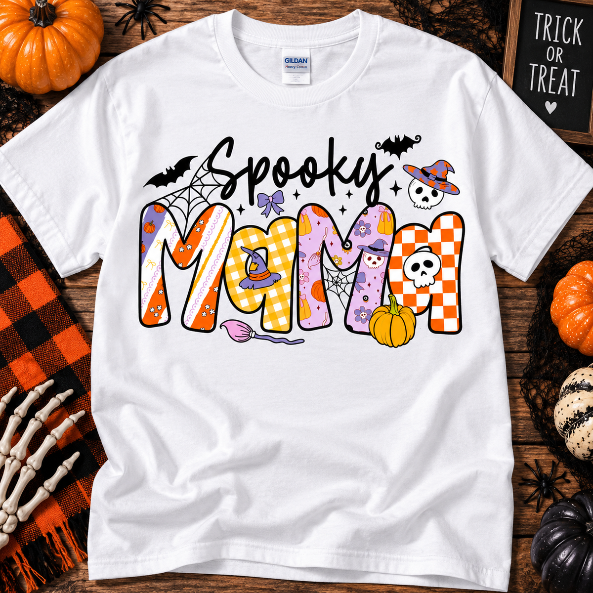 Spooky Mama Halloween Graphic Tee – Cute Witchy Mom Shirt