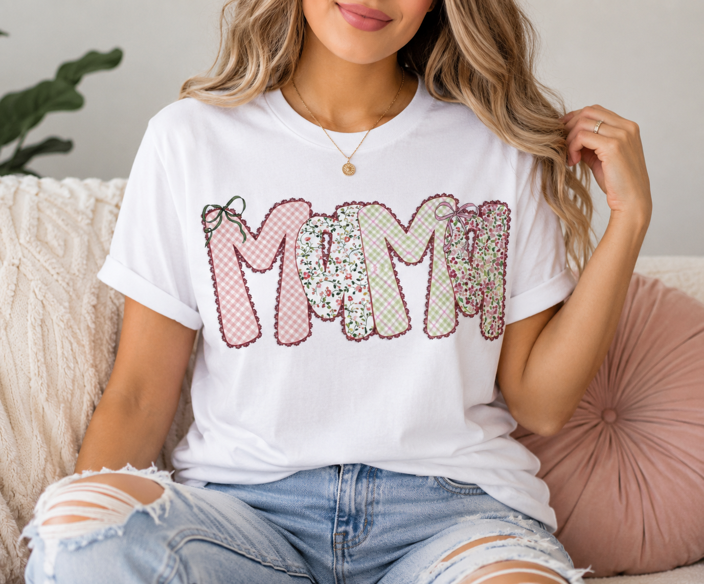 Vintage Floral MOM Patchwork Tee