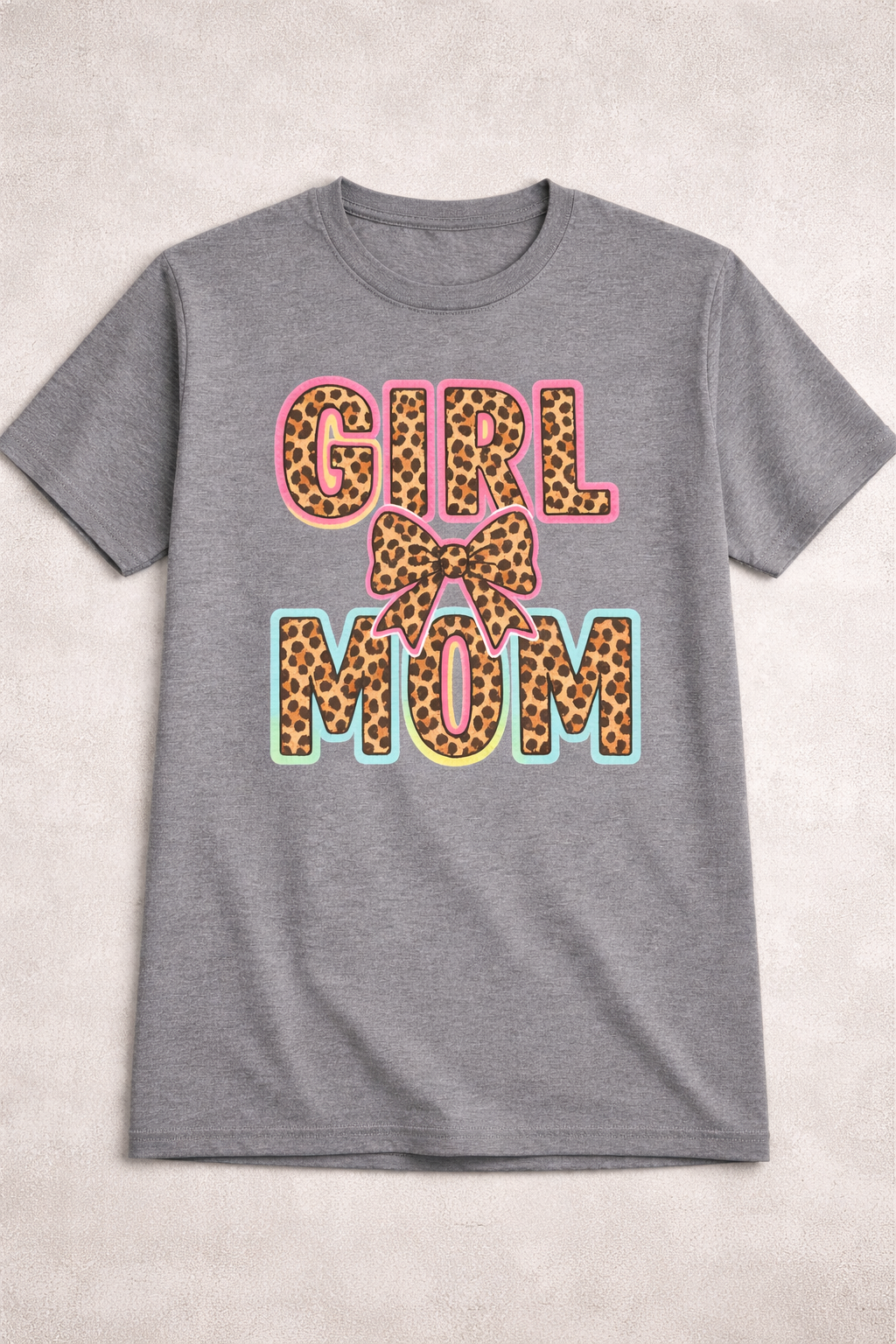 Girl Mom Leopard Bow Graphic Tee