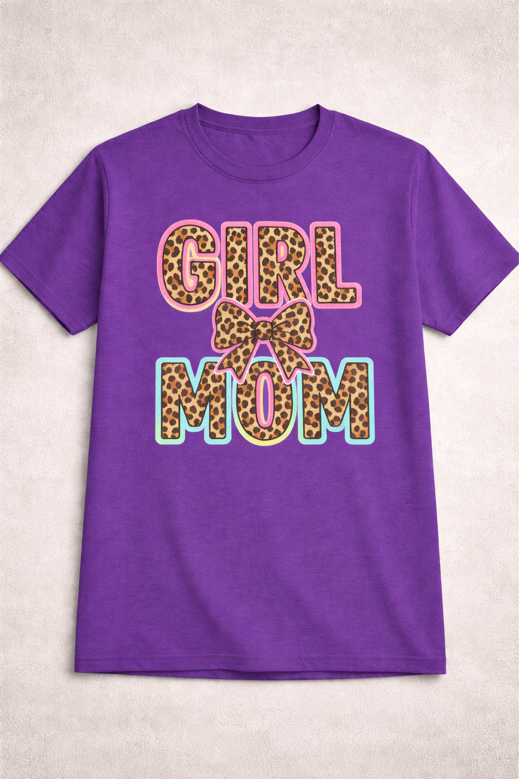 Girl Mom Leopard Bow Graphic Tee