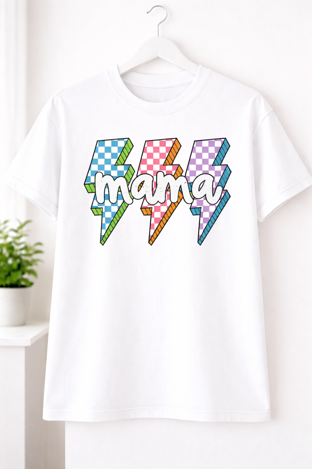 Retro Checkered Lightning Mama Tee