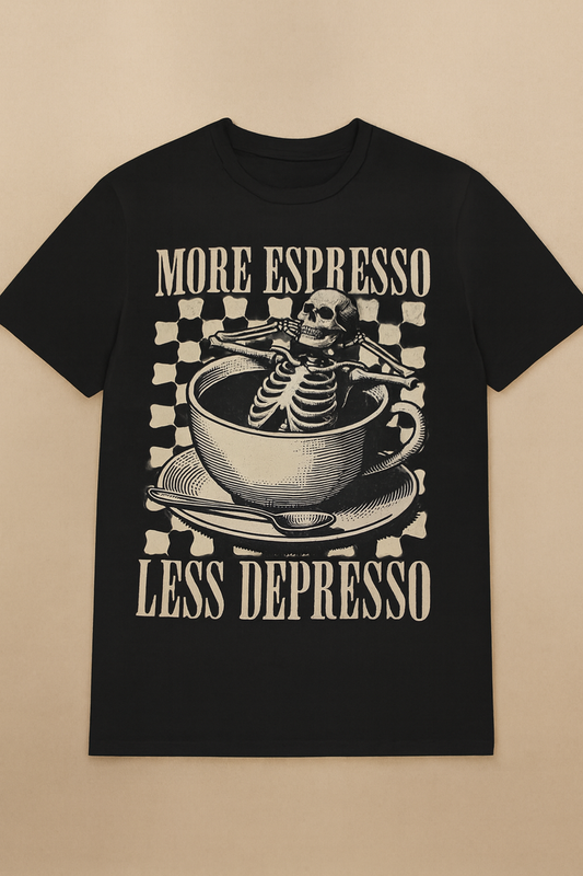More Espresso Less Depresso Funny T-Shirt