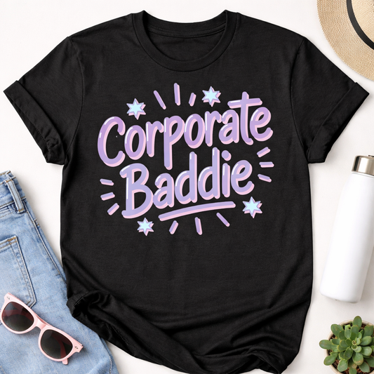 Corporate Baddie Shirt | Trendy Office Girl Graphic Tee | Boss Babe Workwear Shirt