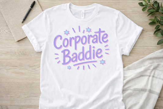 Corporate Baddie Shirt | Trendy Office Girl Graphic Tee | Boss Babe Workwear Shirt