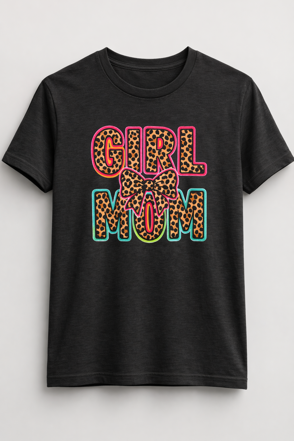 Girl Mom Leopard Bow Graphic Tee