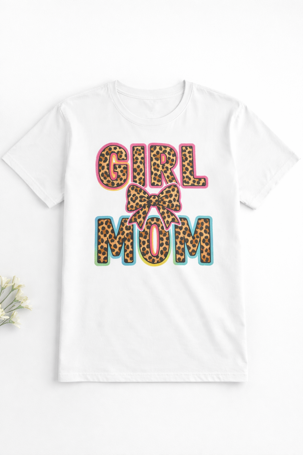 Girl Mom Leopard Bow Graphic Tee