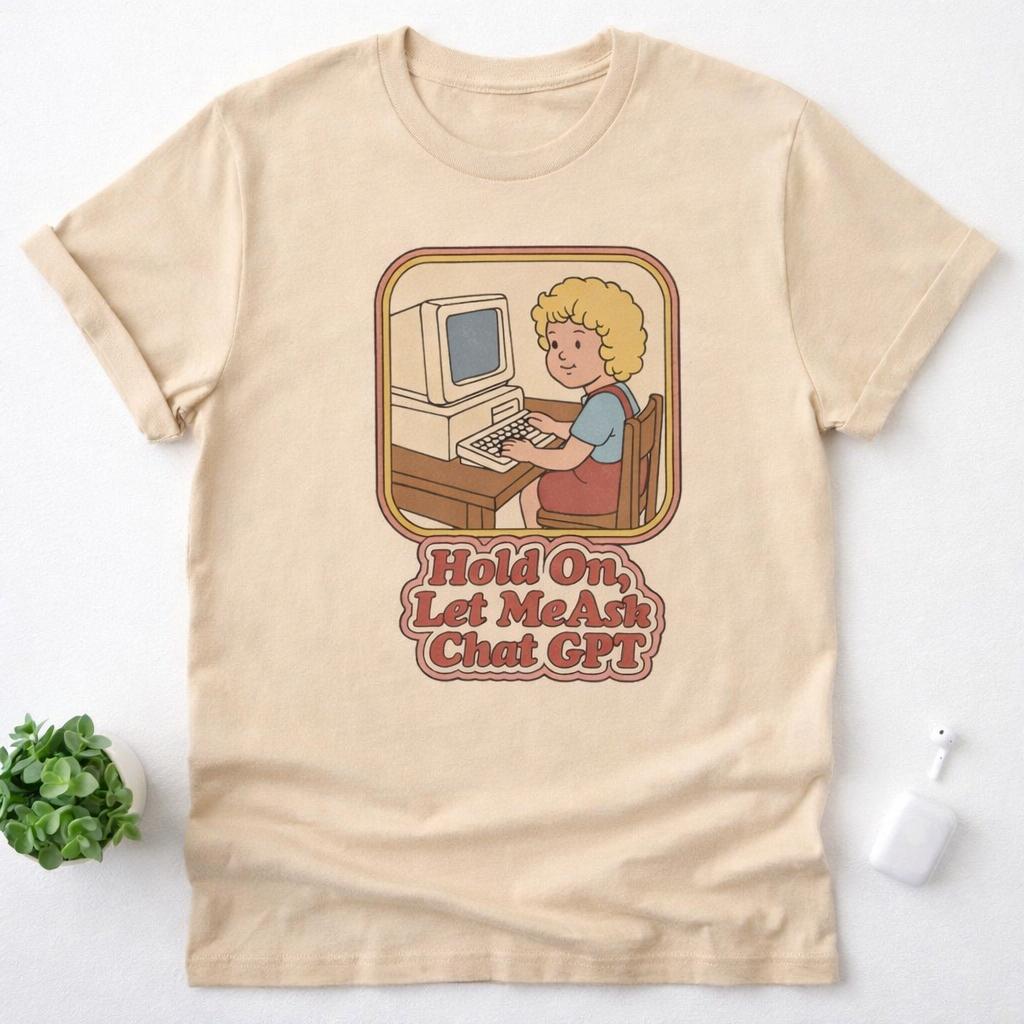 Hold On Let Me Ask Chat GPT Funny Retro Graphic Tee