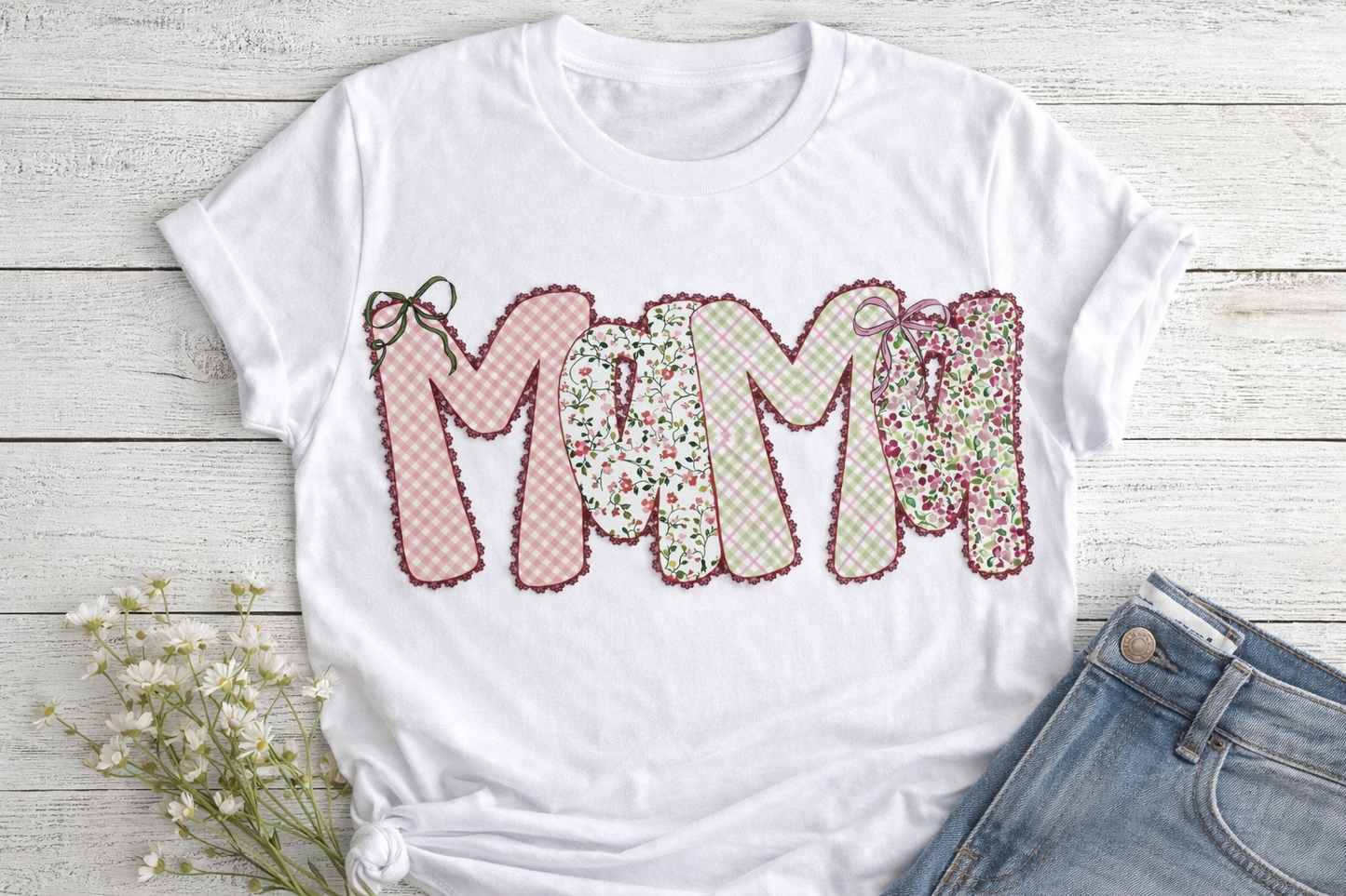 Vintage Floral MOM Patchwork Tee