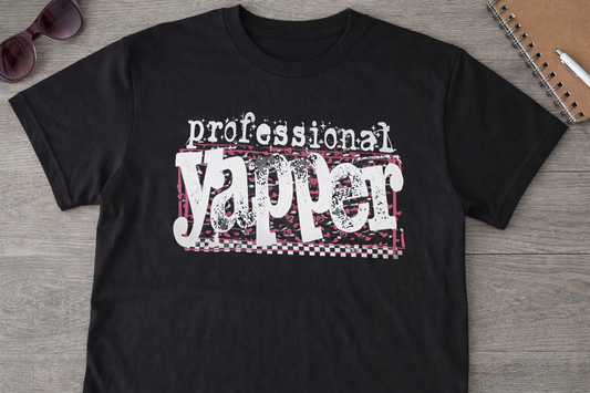 Professional Yapper Graphic Tee | Funny Pink Leopard Print Unisex Shirt