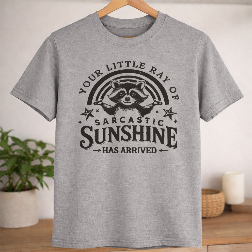 Your Little Ray of Sarcastic Sunshine Funny Raccoon Graphic Tee