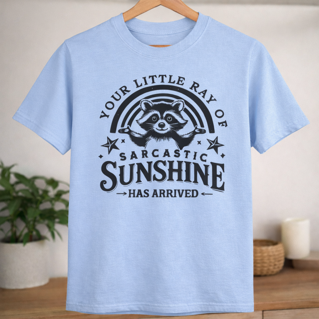 Your Little Ray of Sarcastic Sunshine Funny Raccoon Graphic Tee