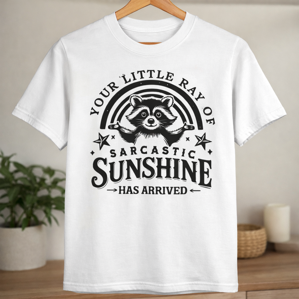 Your Little Ray of Sarcastic Sunshine Funny Raccoon Graphic Tee