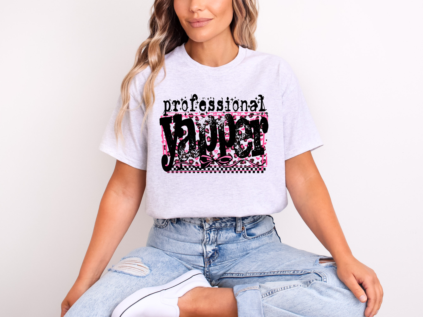 Professional Yapper Graphic Tee – Funny Pink Leopard Print Unisex Shirt