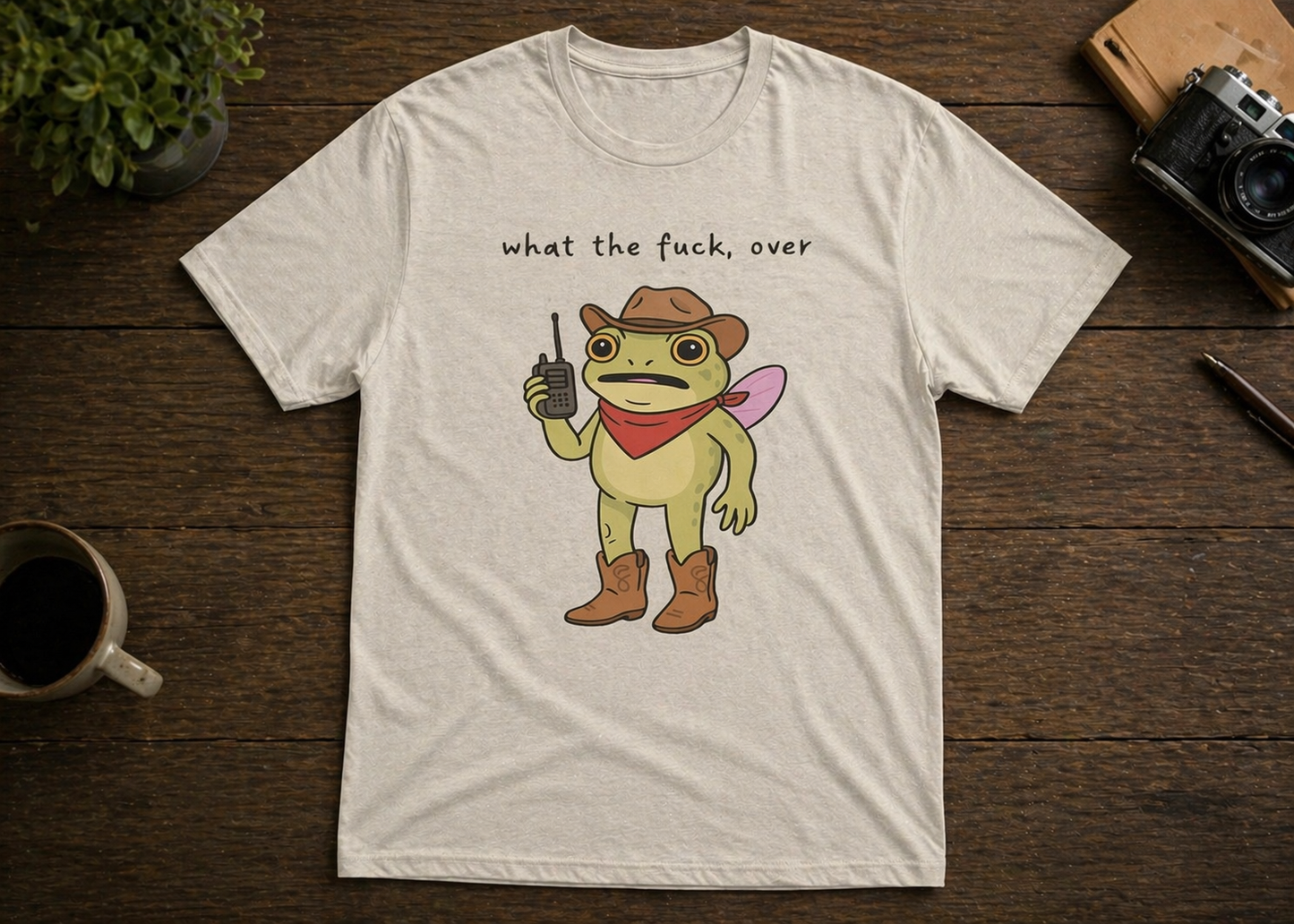 Funny Frog Cowboy Shirt WTF Over Graphic Tee Sarcastic Western Meme Shirt