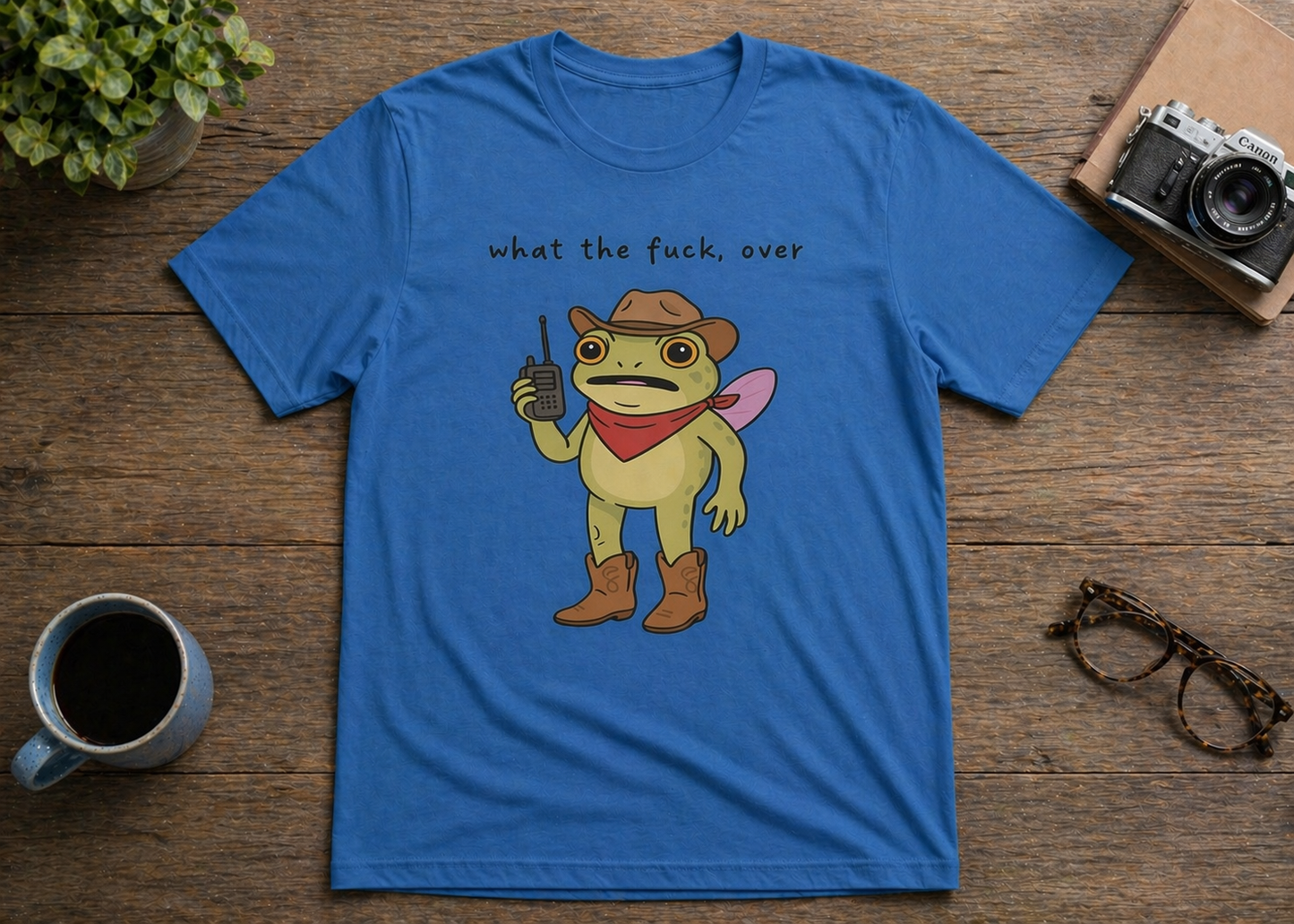 Funny Frog Cowboy Shirt WTF Over Graphic Tee Sarcastic Western Meme Shirt