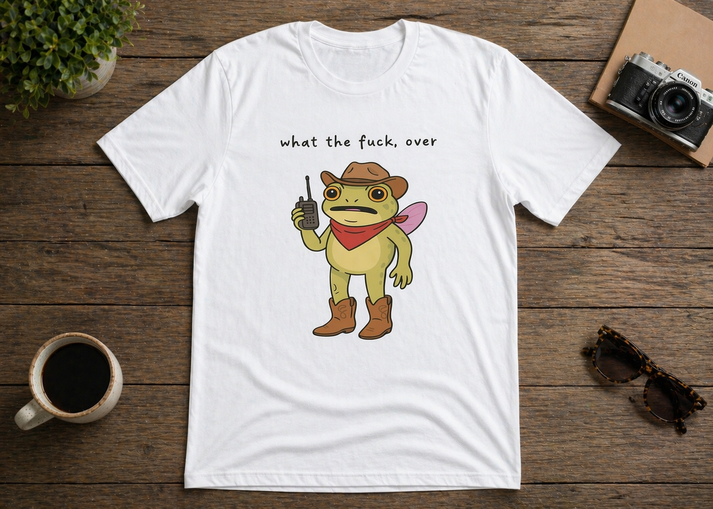 Funny Frog Cowboy Shirt WTF Over Graphic Tee Sarcastic Western Meme Shirt