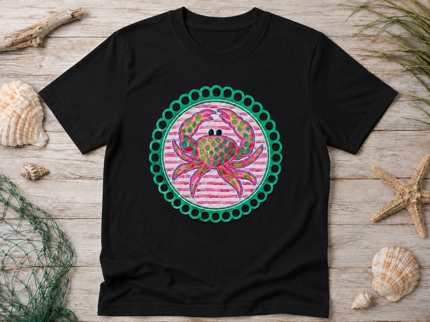 Cute Crab Graphic Tee – Coastal Beach Shirt