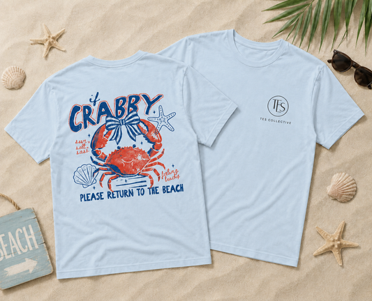 If Crabby Please Return to the Beach Shirt – Funny Coastal Tee