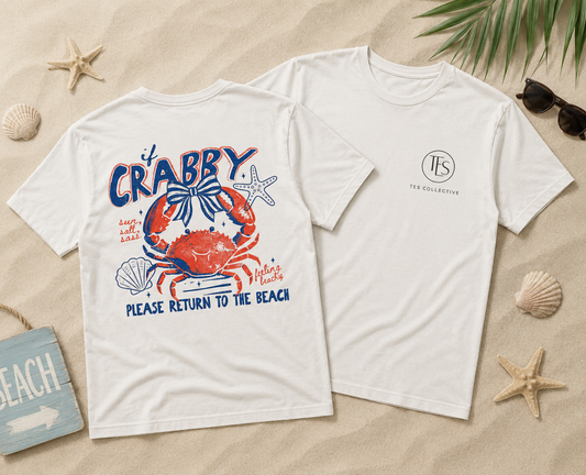 If Crabby Please Return to the Beach Shirt – Funny Coastal Tee