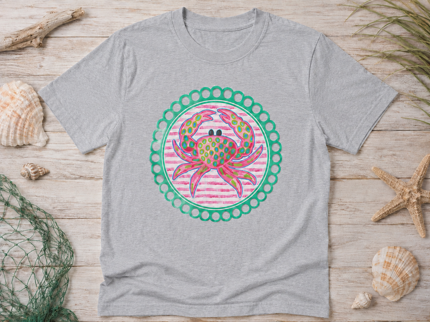 Cute Crab Graphic Tee – Coastal Beach Shirt