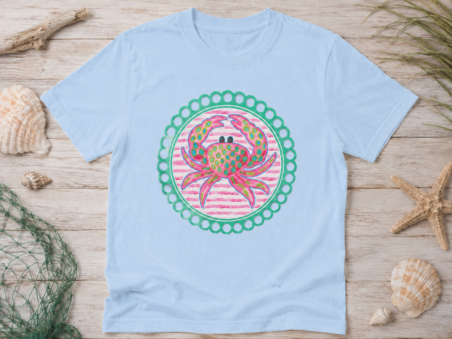 Cute Crab Graphic Tee – Coastal Beach Shirt