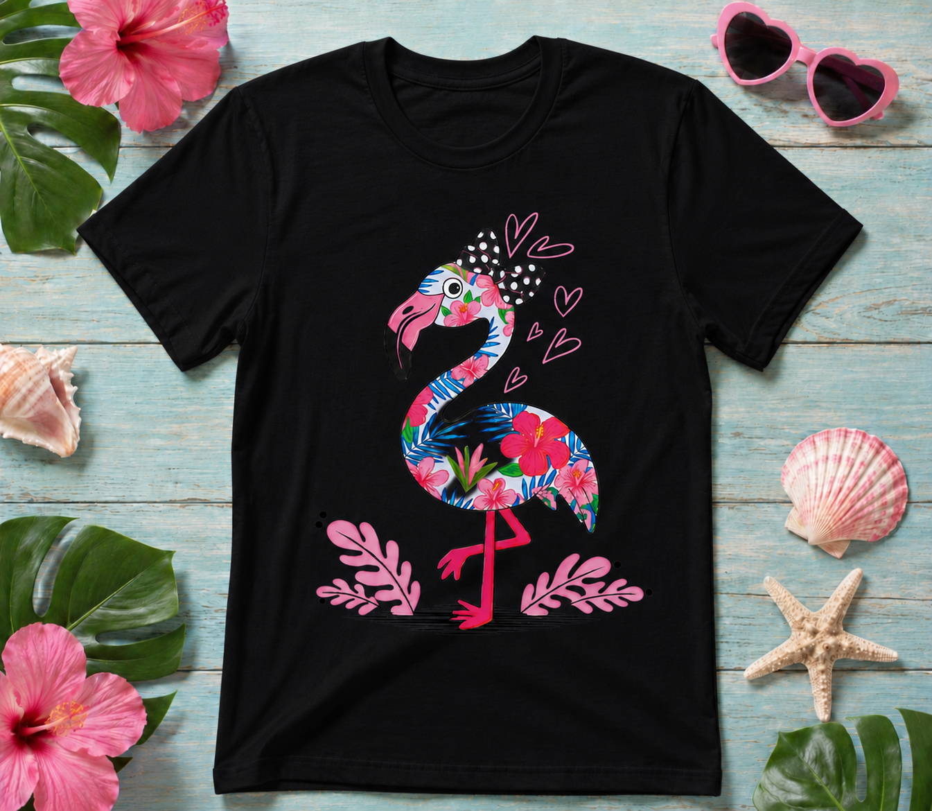 Cute Flamingo Graphic Tee – Tropical Beach Shirt