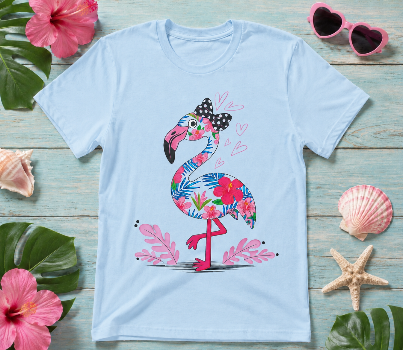 Cute Flamingo Graphic Tee – Tropical Beach Shirt