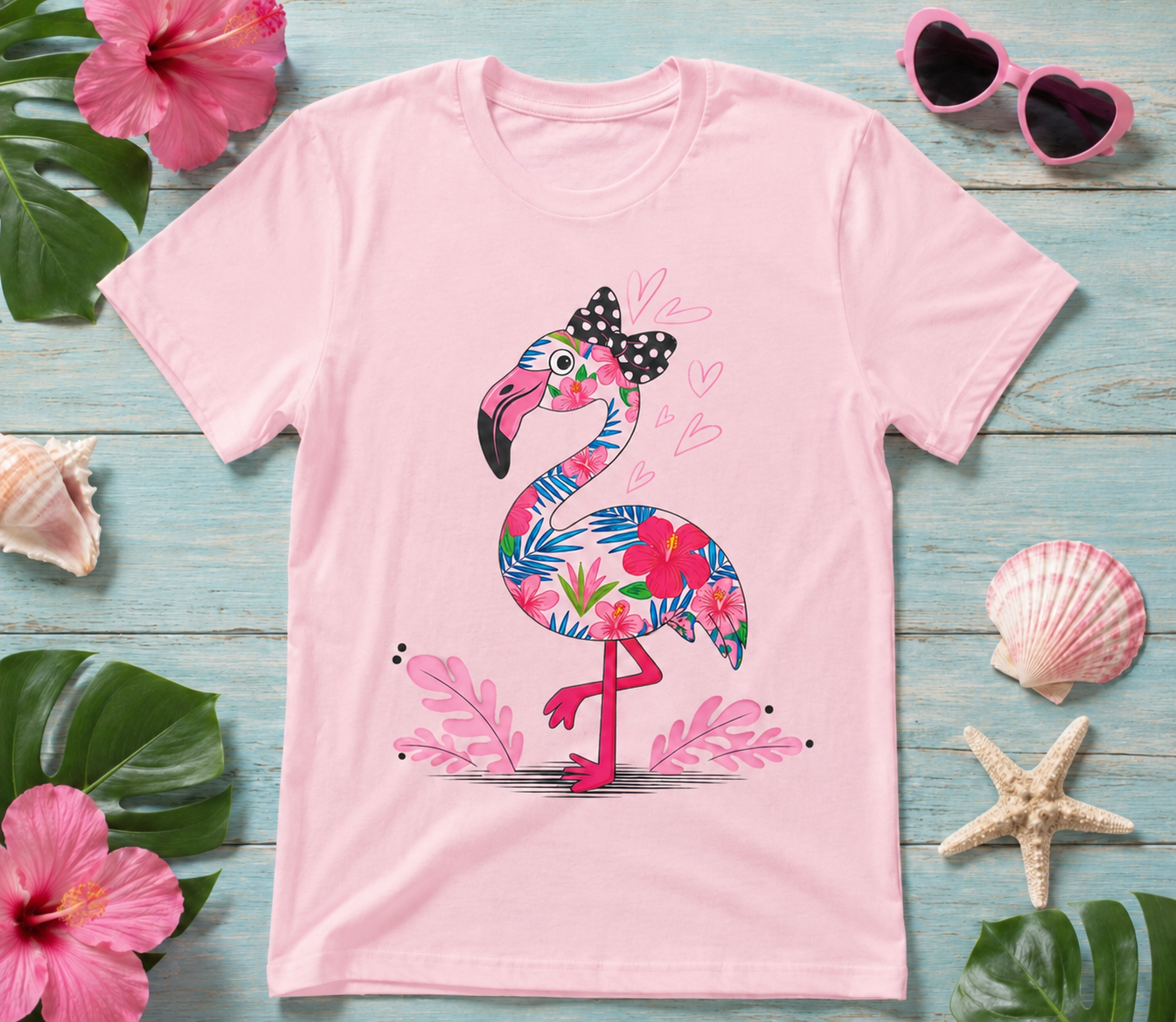 Cute Flamingo Graphic Tee – Tropical Beach Shirt