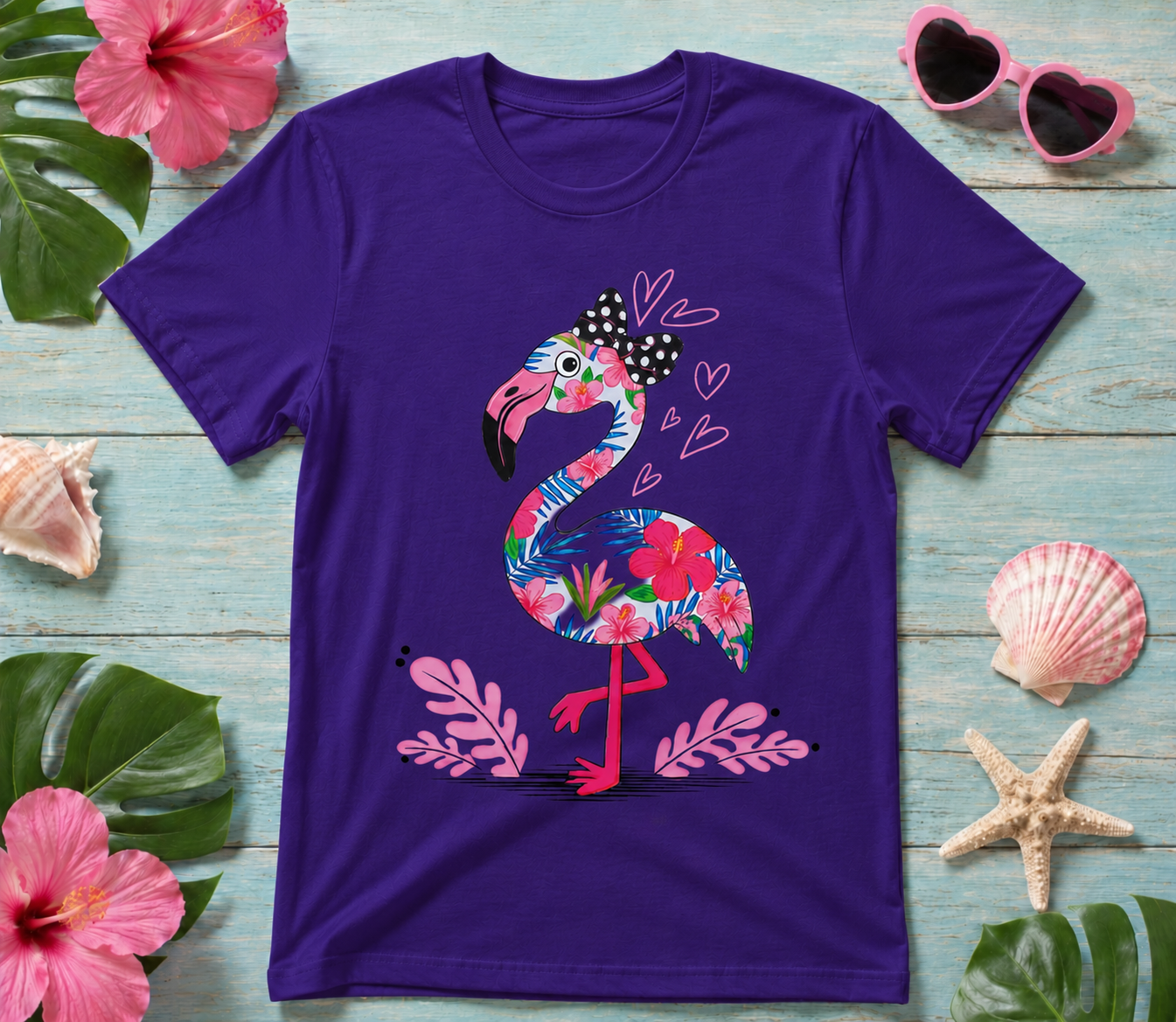 Cute Flamingo Graphic Tee – Tropical Beach Shirt